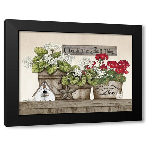 Cherish the Small Things Geraniums Black Modern Wood Framed Art Print with Double Matting by Spivey, Linda