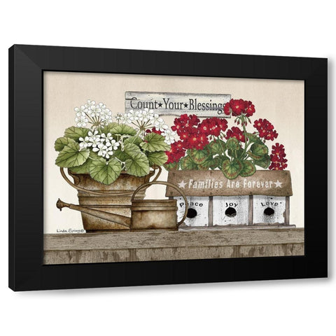Count Your Blessings Geraniums Black Modern Wood Framed Art Print by Spivey, Linda