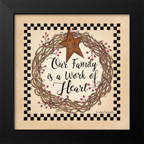Our Family Wreath Black Modern Wood Framed Art Print by Spivey, Linda