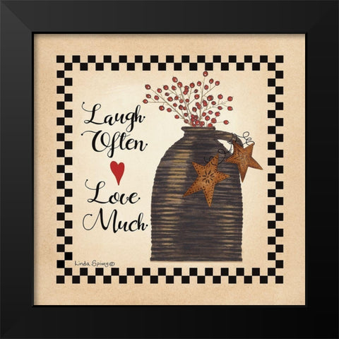 Laugh Often Black Modern Wood Framed Art Print by Spivey, Linda