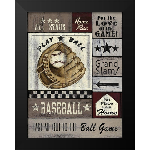 Baseball All Stars Black Modern Wood Framed Art Print by Spivey, Linda