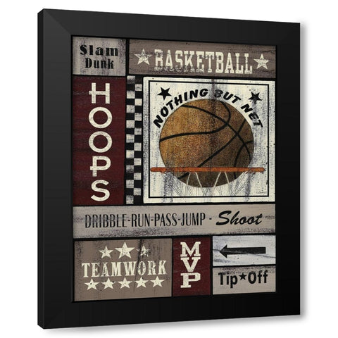 Basketball Hoops Black Modern Wood Framed Art Print by Spivey, Linda