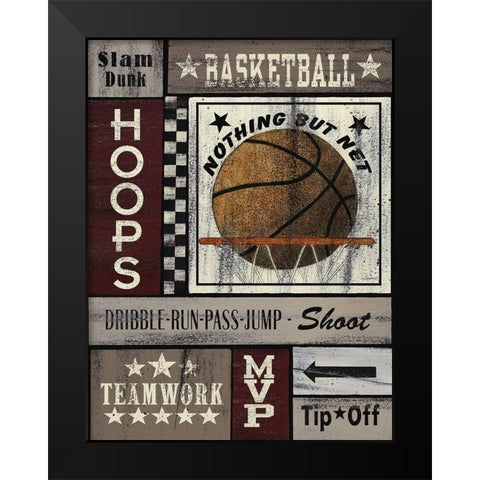 Basketball Hoops Black Modern Wood Framed Art Print by Spivey, Linda