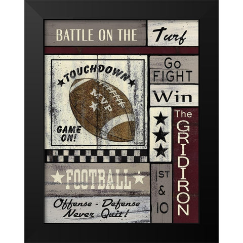 Football Game On Black Modern Wood Framed Art Print by Spivey, Linda