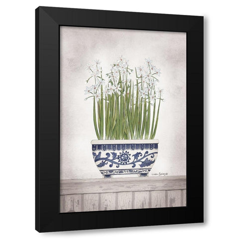 Blue and White Paperwhites II  Black Modern Wood Framed Art Print by Spivey, Linda