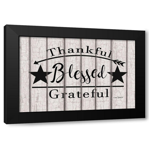 Blessed Thankful Grateful    Black Modern Wood Framed Art Print with Double Matting by Spivey, Linda