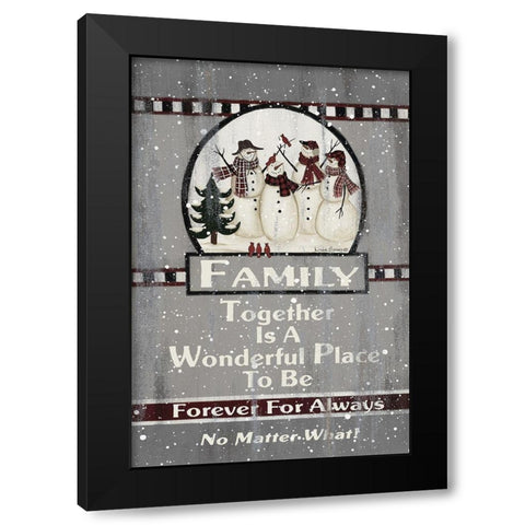 Snow Family Black Modern Wood Framed Art Print by Spivey, Linda