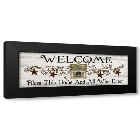 Bless This Home and All Who Enter Black Modern Wood Framed Art Print with Double Matting by Spivey, Linda