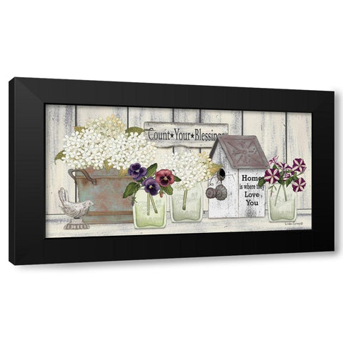Farmhouse Flowers Black Modern Wood Framed Art Print by Spivey, Linda