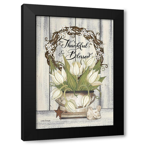 Thankful And Blessed Black Modern Wood Framed Art Print with Double Matting by Spivey, Linda