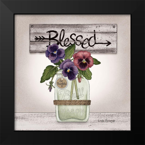 Pansy Blessing Black Modern Wood Framed Art Print by Spivey, Linda