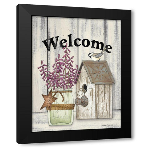 Welcome Flowers in Jar Black Modern Wood Framed Art Print by Spivey, Linda