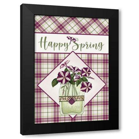 Happy Spring Black Modern Wood Framed Art Print with Double Matting by Spivey, Linda