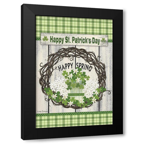 Happy St. Patricks Day Black Modern Wood Framed Art Print by Spivey, Linda