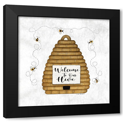 Welcome to Our Hive Black Modern Wood Framed Art Print by Spivey, Linda