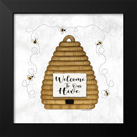 Welcome to Our Hive Black Modern Wood Framed Art Print by Spivey, Linda