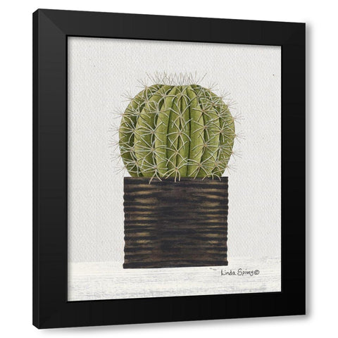 Potted Cactus Black Modern Wood Framed Art Print with Double Matting by Spivey, Linda