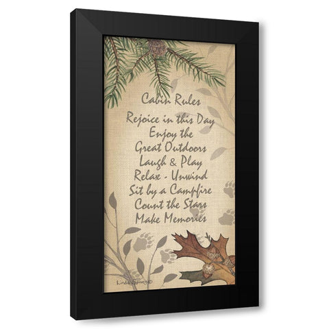 Cabin Rules Black Modern Wood Framed Art Print with Double Matting by Spivey, Linda