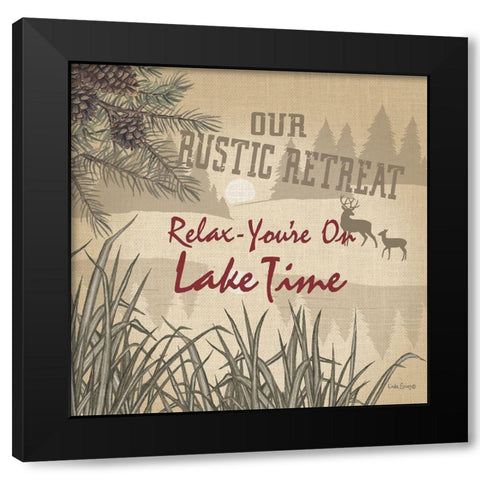 Relax - Youre on Lake Time Black Modern Wood Framed Art Print with Double Matting by Spivey, Linda