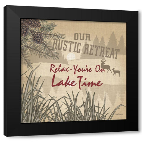 Relax - Youre on Lake Time Black Modern Wood Framed Art Print by Spivey, Linda