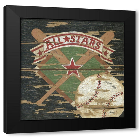 All Stars Black Modern Wood Framed Art Print by Spivey, Linda