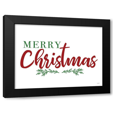 Merry Christmas Black Modern Wood Framed Art Print with Double Matting by Lux + Me Designs