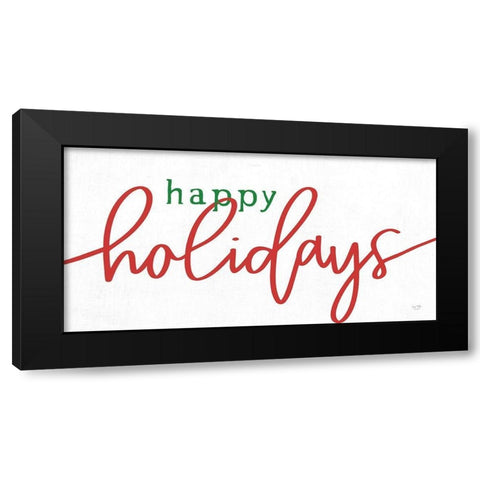 Happy Holidays Black Modern Wood Framed Art Print with Double Matting by Lux + Me Designs