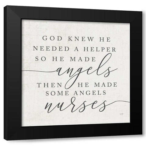 God Made Angel Nurses Black Modern Wood Framed Art Print by Lux + Me Designs