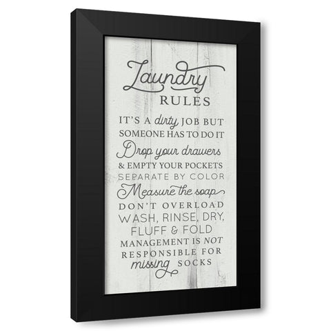 Laundry Rules Black Modern Wood Framed Art Print with Double Matting by Lux + Me Designs