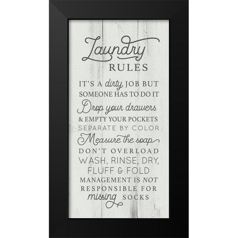 Laundry Rules Black Modern Wood Framed Art Print by Lux + Me Designs