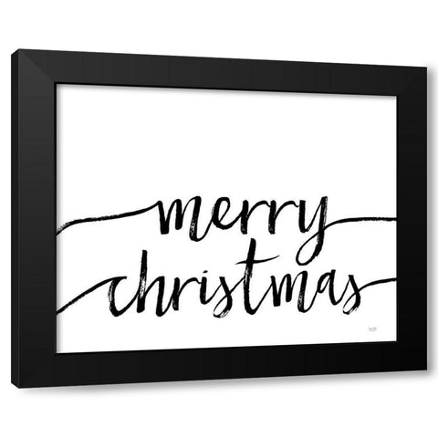 Merry Christmas Black Modern Wood Framed Art Print with Double Matting by Lux + Me Designs