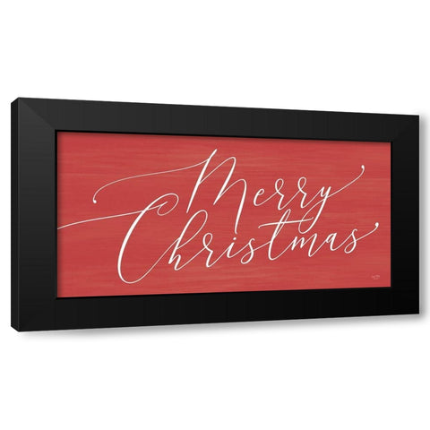 Merry Christmas Black Modern Wood Framed Art Print by Lux + Me Designs
