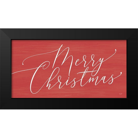 Merry Christmas Black Modern Wood Framed Art Print by Lux + Me Designs