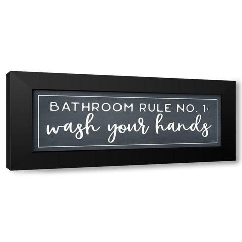 Bathroom Rule No. 1 Black Modern Wood Framed Art Print with Double Matting by Lux + Me Designs