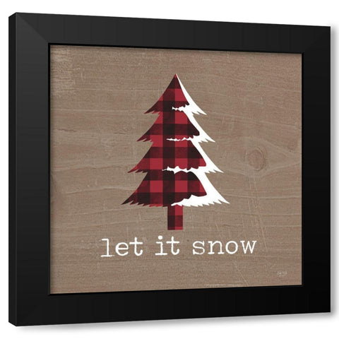 Let It Snow   Black Modern Wood Framed Art Print with Double Matting by Lux + Me Designs