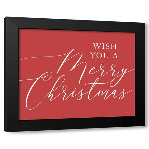 We Wish You a Merry Christmas   Black Modern Wood Framed Art Print with Double Matting by Lux + Me Designs