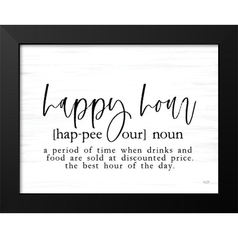 Happy Hour Definition Black Modern Wood Framed Art Print by Lux + Me Designs