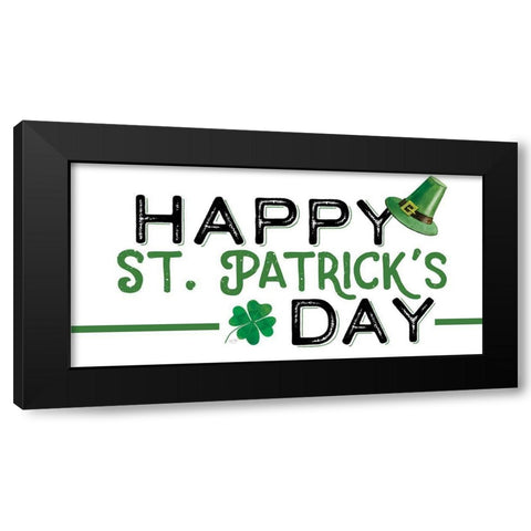 Happy St. Patricks Day Black Modern Wood Framed Art Print by Lux + Me Designs