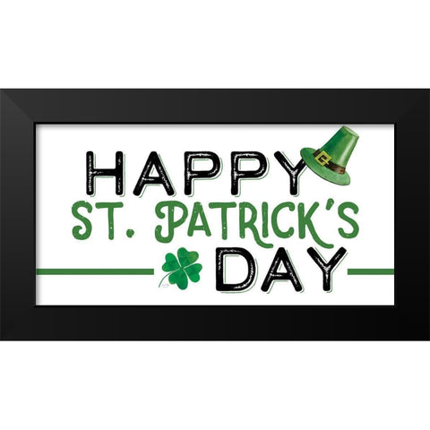 Happy St. Patricks Day Black Modern Wood Framed Art Print by Lux + Me Designs