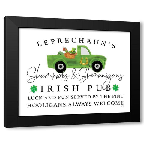 Irish Pub Black Modern Wood Framed Art Print with Double Matting by Lux + Me Designs