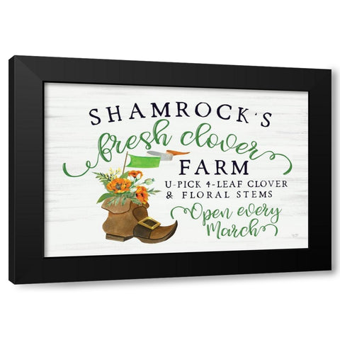 Shamrocks Fresh Clover Farm Black Modern Wood Framed Art Print by Lux + Me Designs