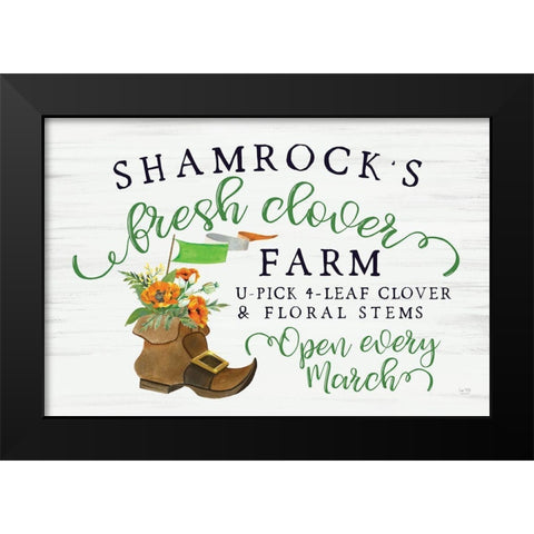 Shamrocks Fresh Clover Farm Black Modern Wood Framed Art Print by Lux + Me Designs