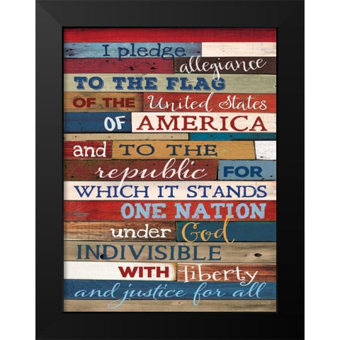 Pledge of Allegiance Black Modern Wood Framed Art Print by Rae, Marla