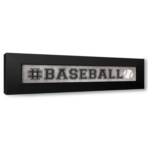 Baseball Black Modern Wood Framed Art Print by Rae, Marla