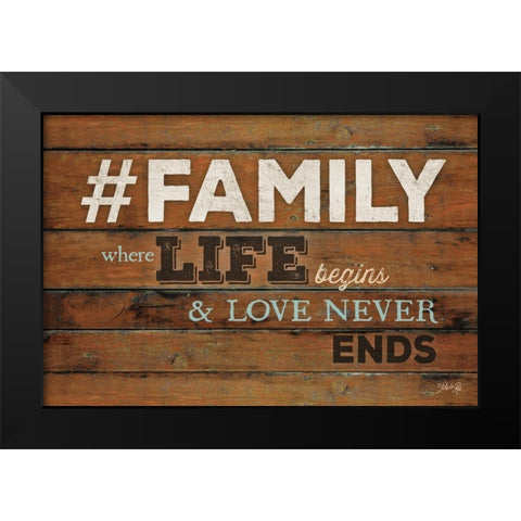 FAMILY - Where Life Begins Black Modern Wood Framed Art Print by Rae, Marla