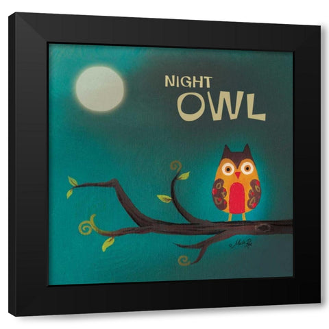 Night Owl I Black Modern Wood Framed Art Print by Rae, Marla