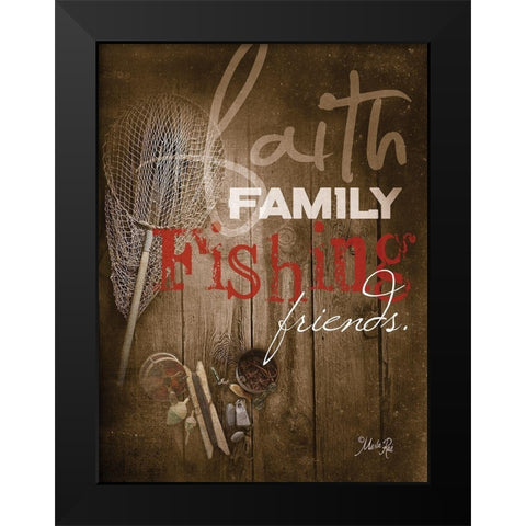 Faith Family Fishing Black Modern Wood Framed Art Print by Rae, Marla