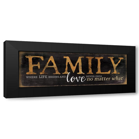 Family - Where Life Begins Black Modern Wood Framed Art Print by Rae, Marla