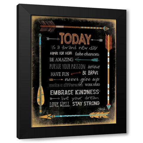 Today is a Brand New Day Black Modern Wood Framed Art Print with Double Matting by Rae, Marla