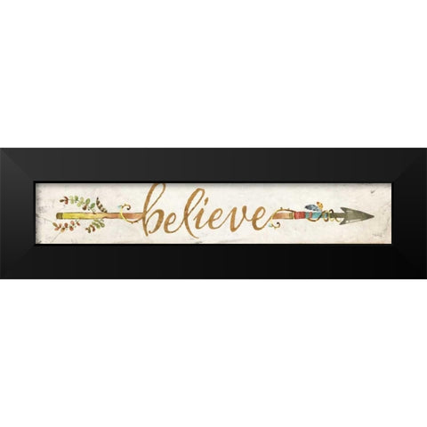 Believe Arrow Black Modern Wood Framed Art Print by Rae, Marla